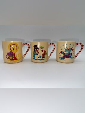 3 Vintage 1985 Sterling House Plastic Holiday Christmas Candy Cane Cups Mugs